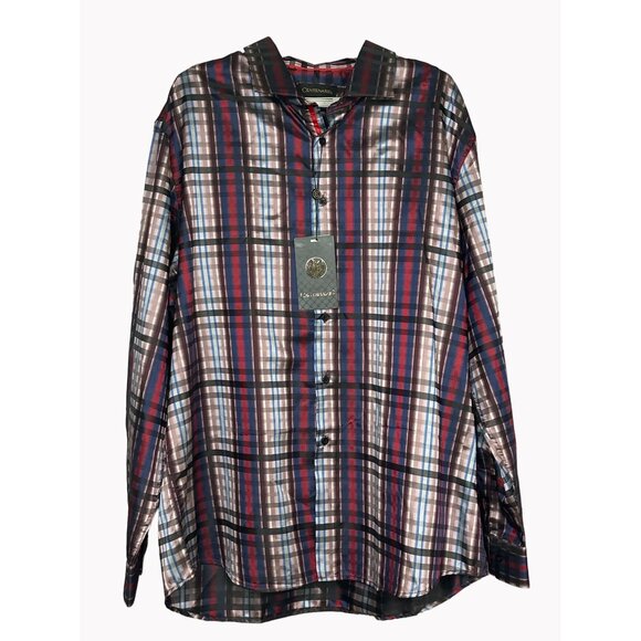 Centenario Mens 4XL Plaid Long Sleeve Shirt In Red & Black - Picture 3 of 11
